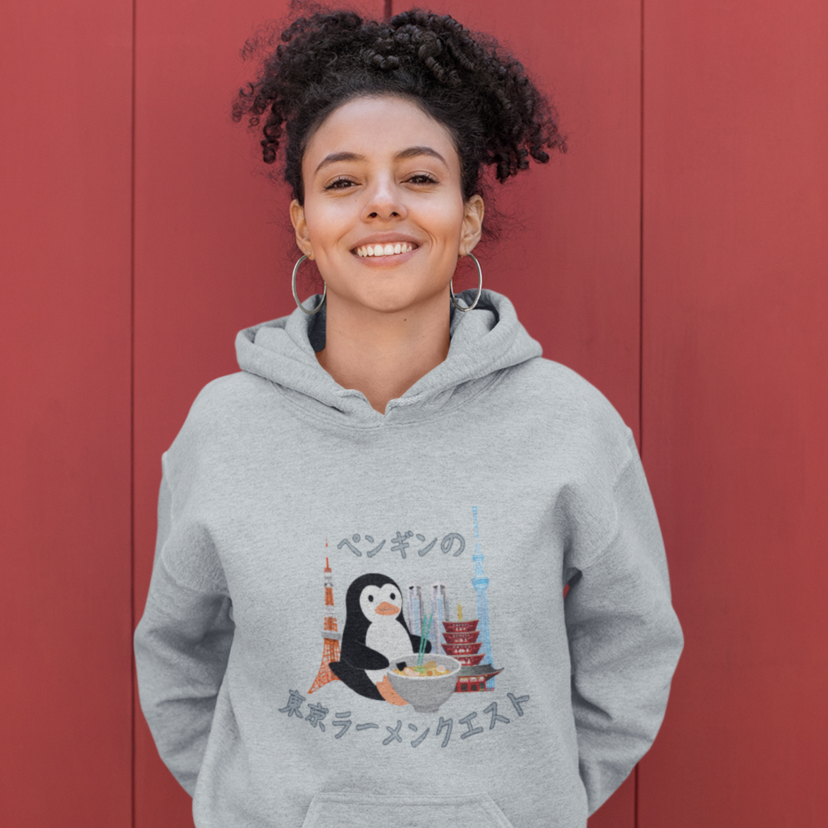 Funny Penguin Ramen Japan Hoodie Penguin Hoodie Penguin Lover Gift Sweatshirt Cute Penguin Hoodie Penguin with Tokyo Skyline