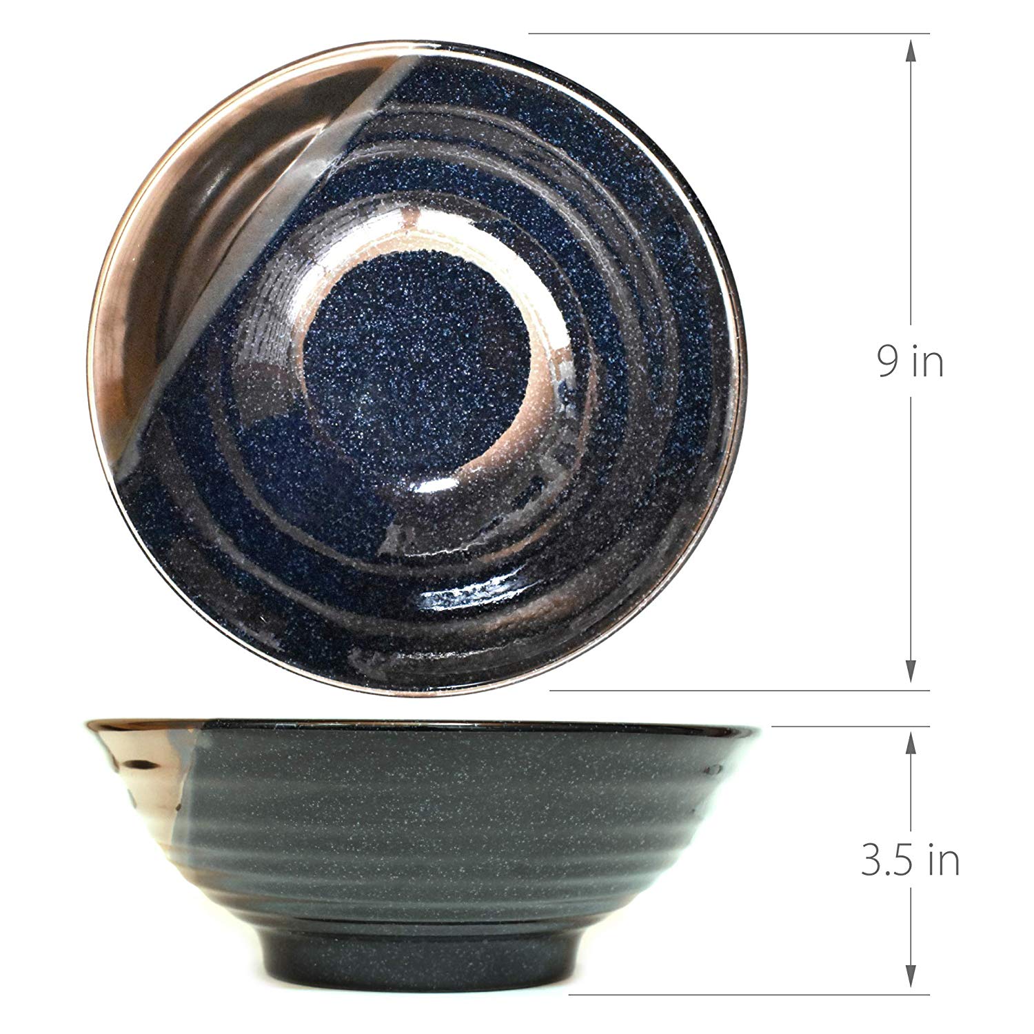 Navy Ceramic Japanese Ramen Bowls