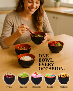 Black and Red Miso Soup Bowl Set