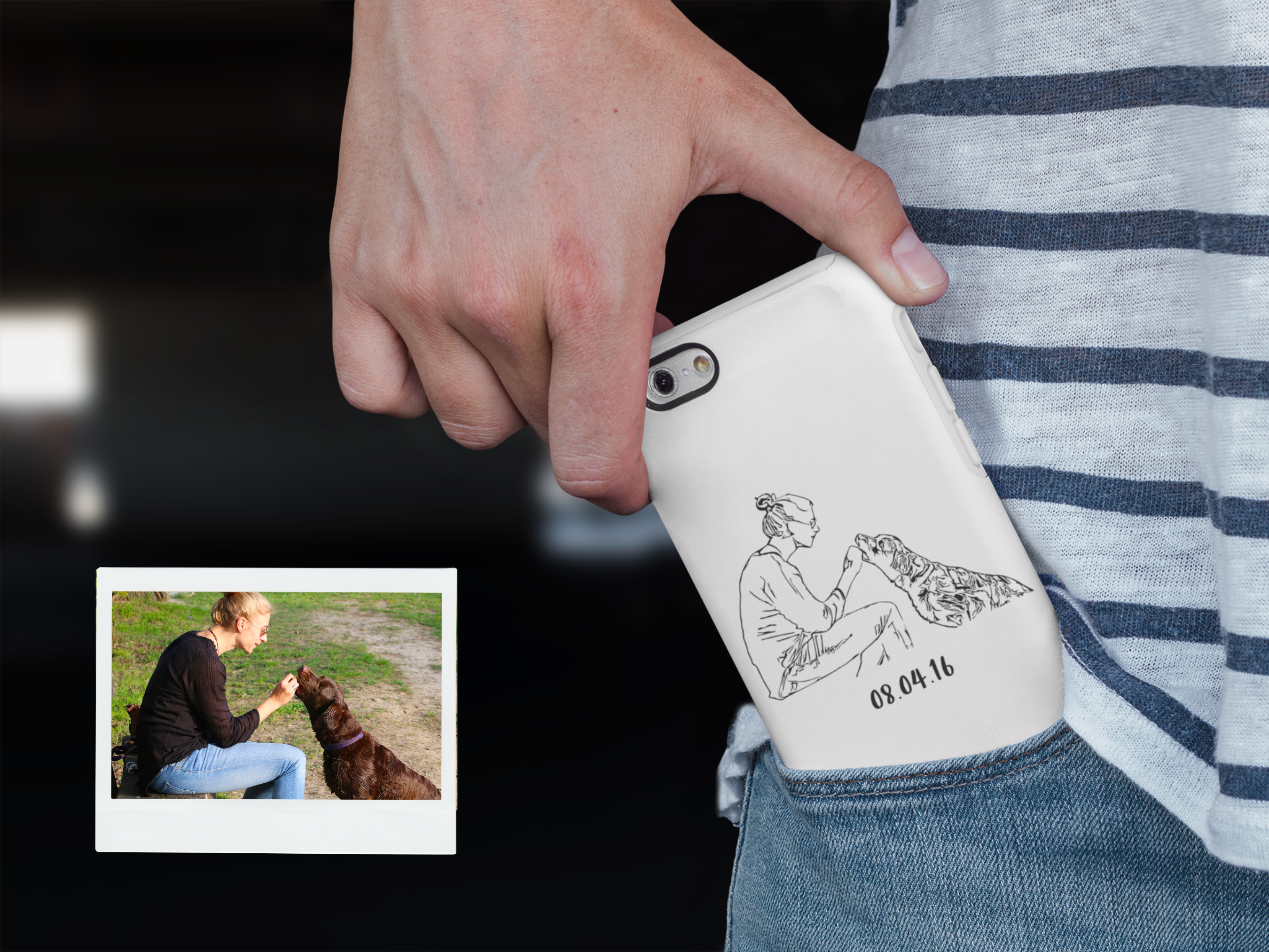 Custom Pet Portrait Phone Case | Personalized Gift for Dog Lovers | Custom Dog and Cat Case | Fiancé Gift | Pet Illustration | Dog Loss Gif
