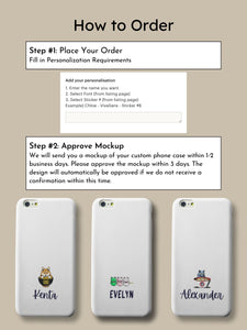 Phone Case: Customize Your Own with Name Personalization and Cute Animal Shiba Inu Cat Sticker Options - Build Your Own iPhone Case