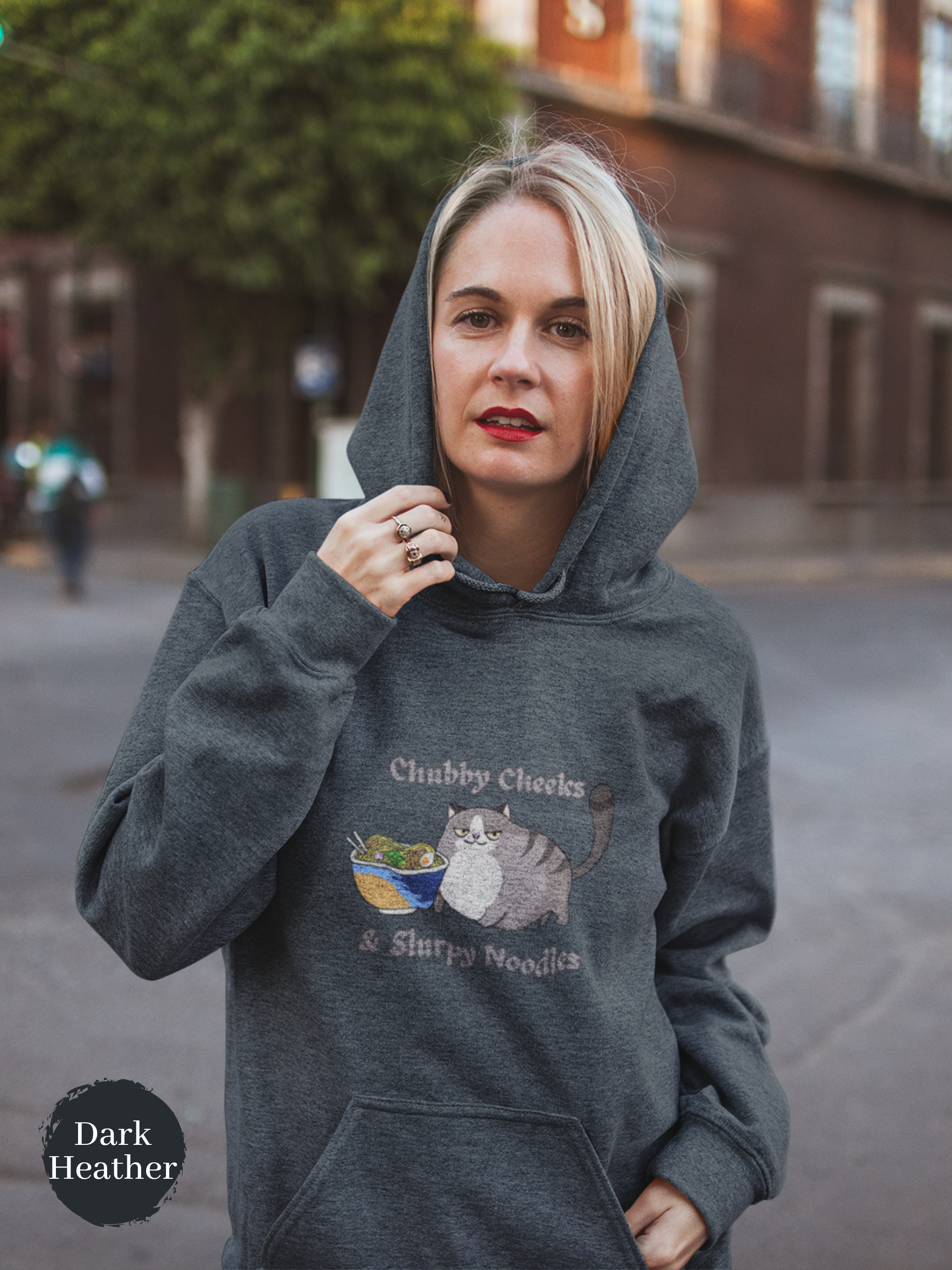 Ramen Hoodie: Chubby Cheeks & Slurpy Noodles - A Deliciously Adorable Combination of Foodie and Pun Hoodies