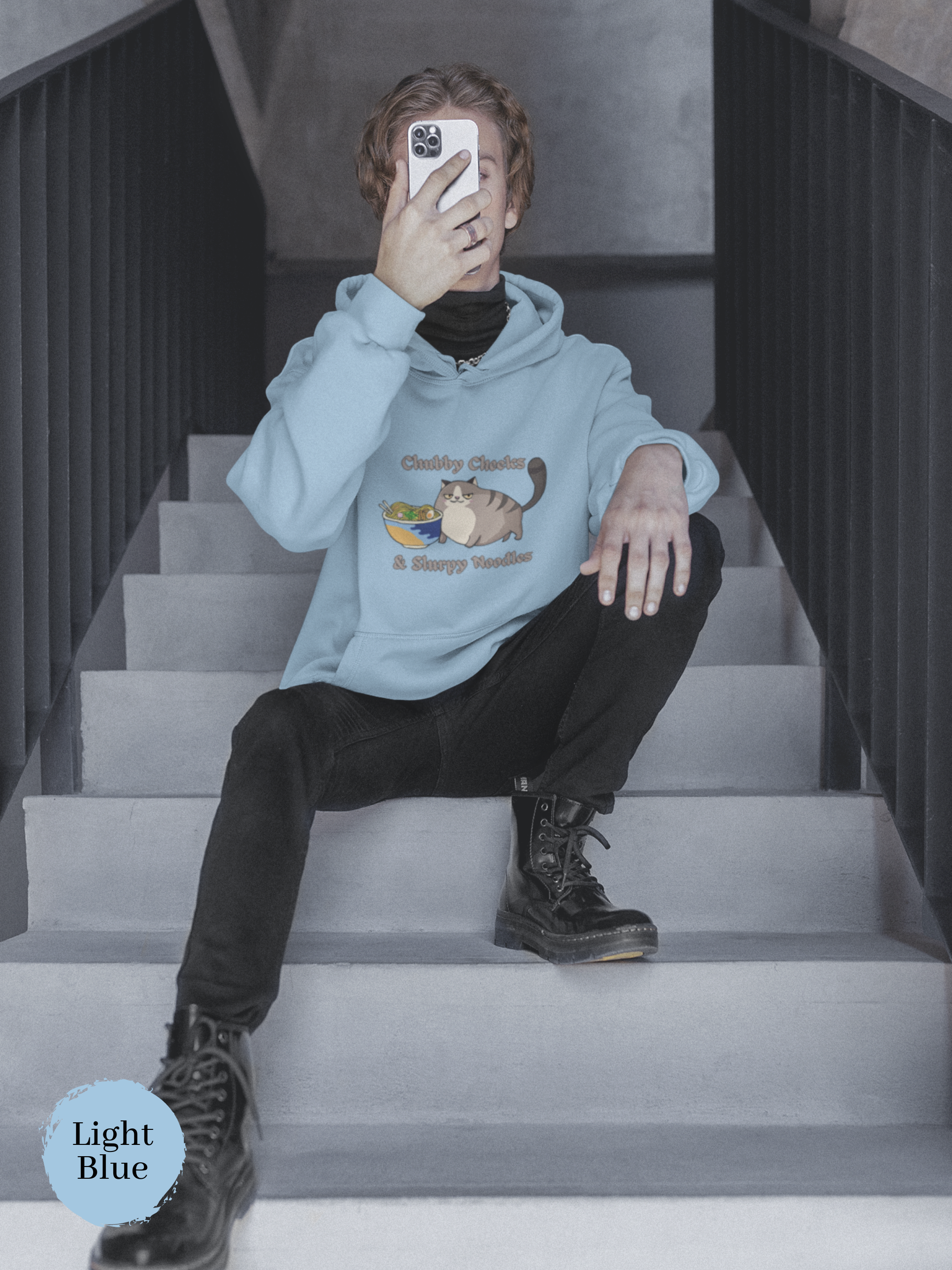 Ramen Hoodie: Chubby Cheeks & Slurpy Noodles - A Deliciously Adorable Combination of Foodie and Pun Hoodies