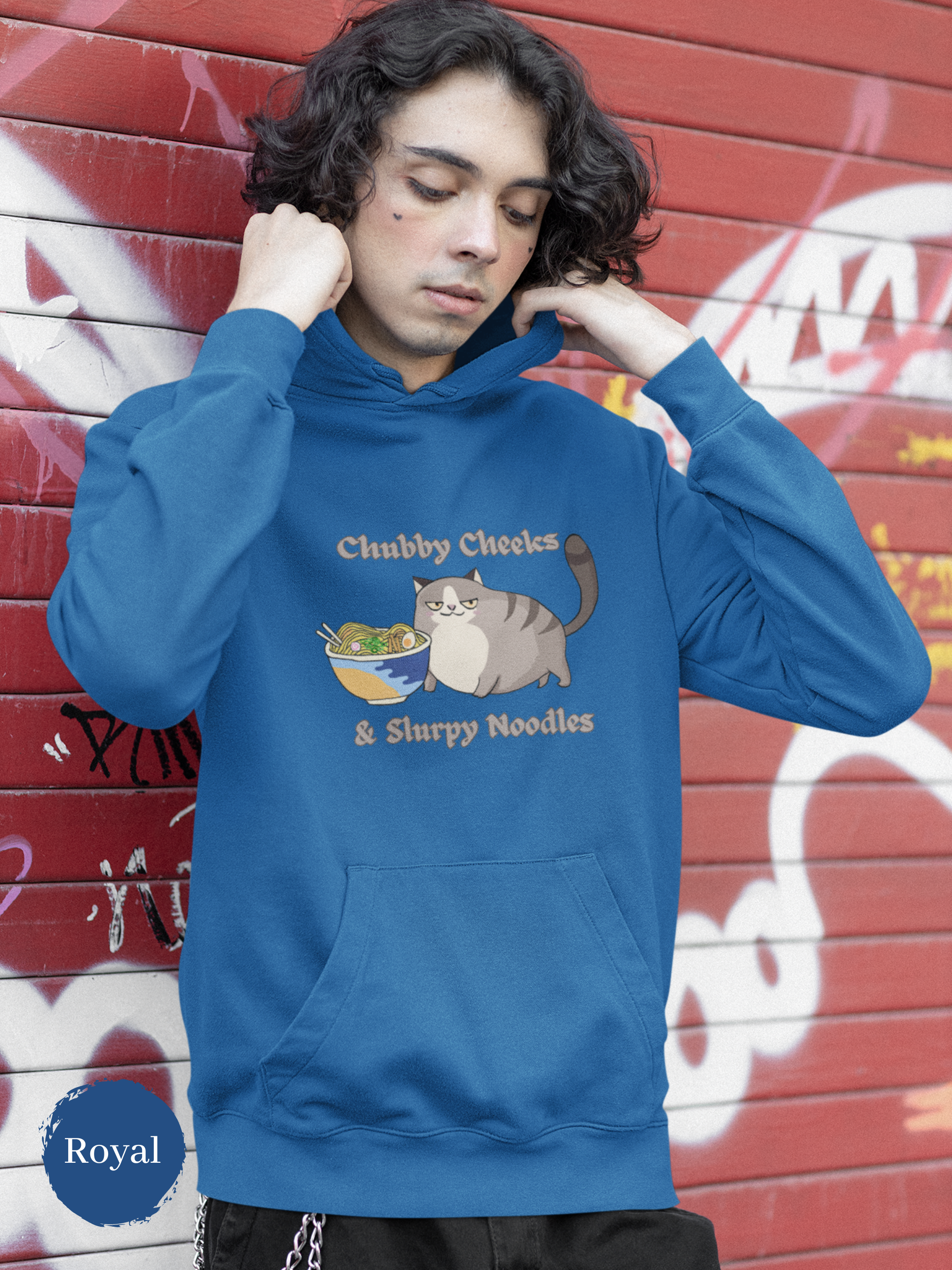 Ramen Hoodie: Chubby Cheeks & Slurpy Noodles - A Deliciously Adorable Combination of Foodie and Pun Hoodies