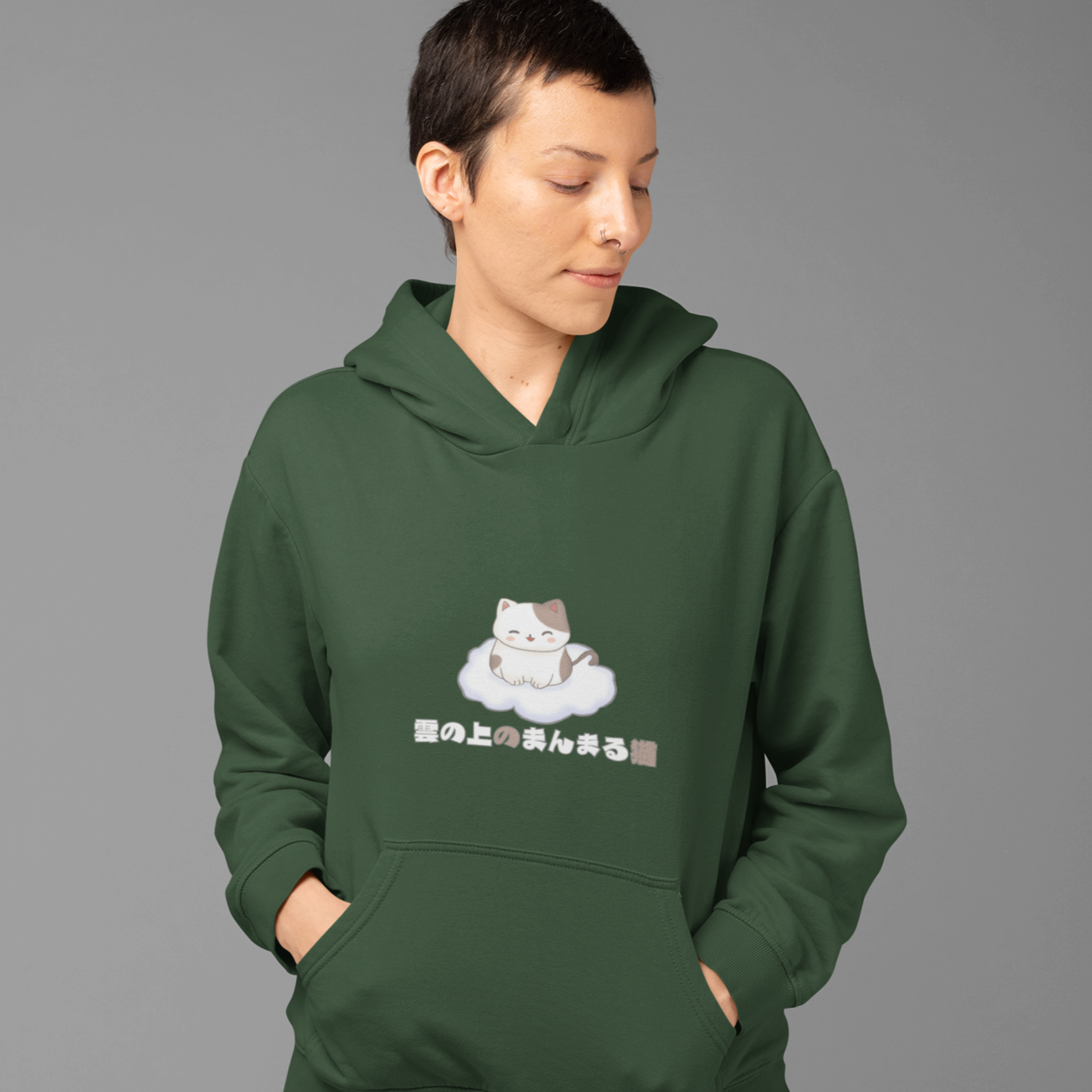 Cat Hoodie - Whimsical Cloud Kitty: A Chubby Cat on Clouds - Cat Hoodies, Cat Art, and Playful Puns - Unique Cat Lover Gift Idea