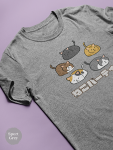 Cat T-shirt: "Neko Party" - Japanese-inspired Cat Art Print Tee for Cat Lovers and Fans of Unique Japanese Shirts