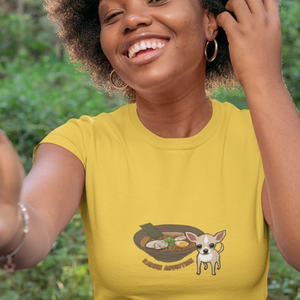 Ramen T-shirt: Indulge in Ramen Addiction with Chihuahua Companion - Japanese Shirt, Foodie Shirt, and Ramen Art Galore!
