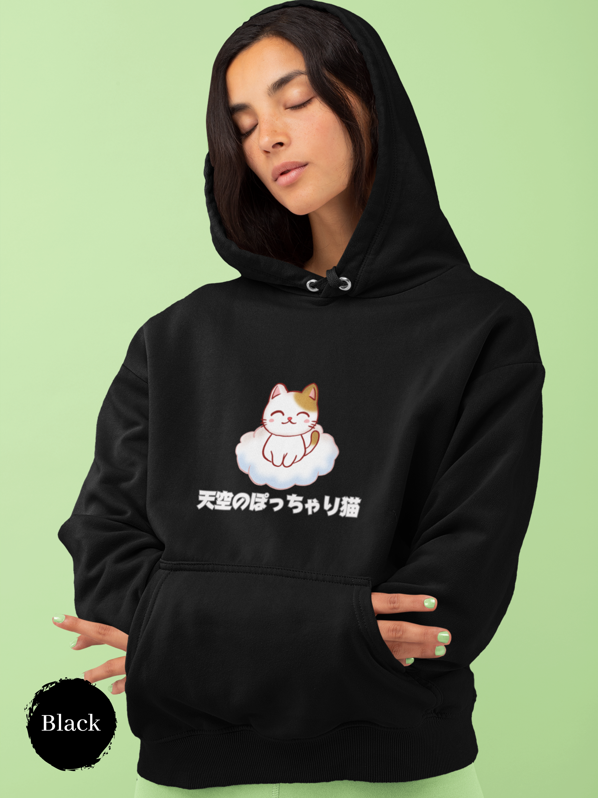 Cat Hoodie: Heavenly Chubby Cat on Cloud - Whimsical Cat Art Sweatshirt for Feline Enthusiasts and Pun Lovers