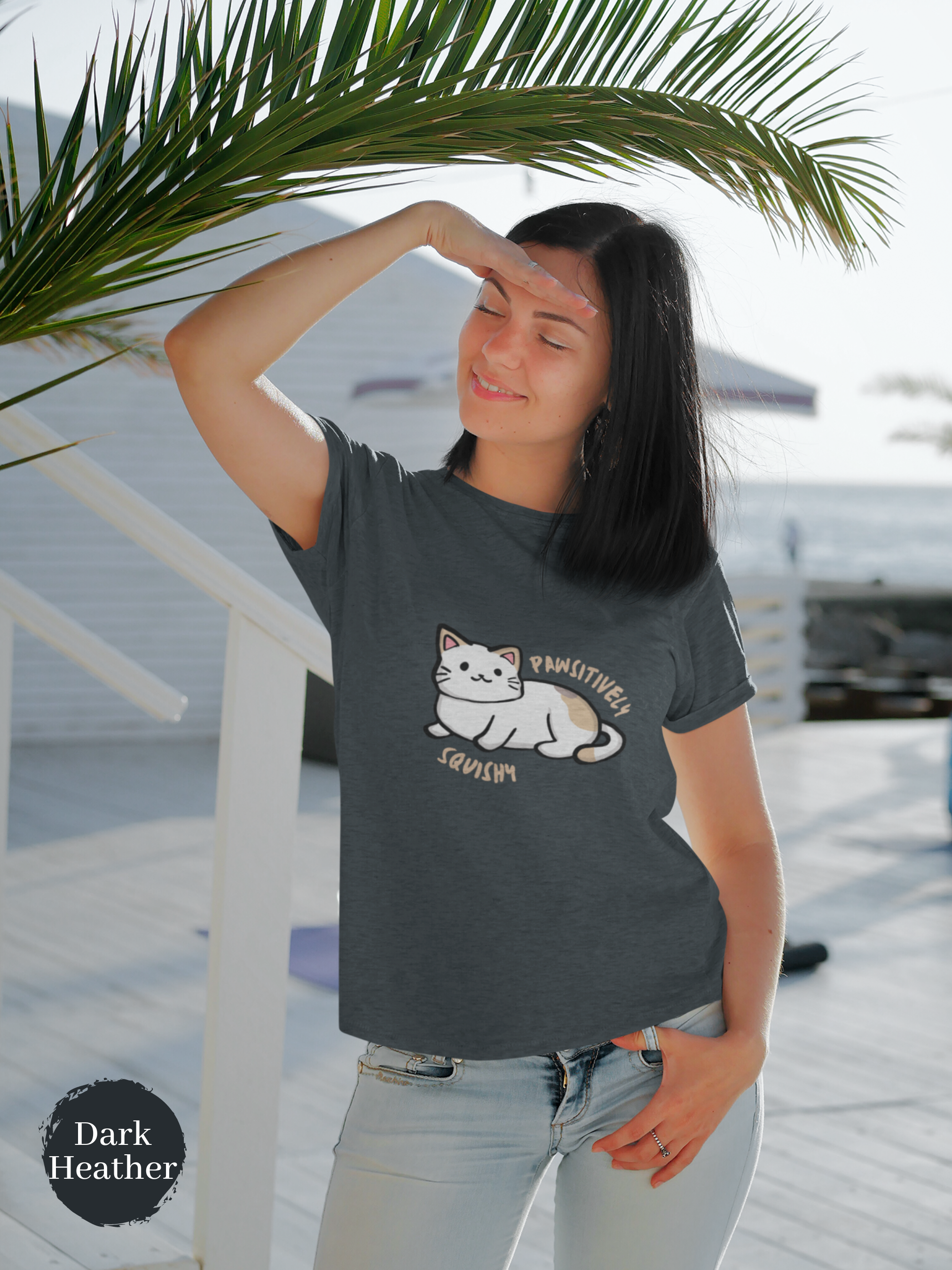 Cat T-shirt: Pawsitively Squishy - Chubby Cat Art on a Japanese-Inspired Shirt - Perfect for Cat Lovers and Feline Fashion Enthusiasts