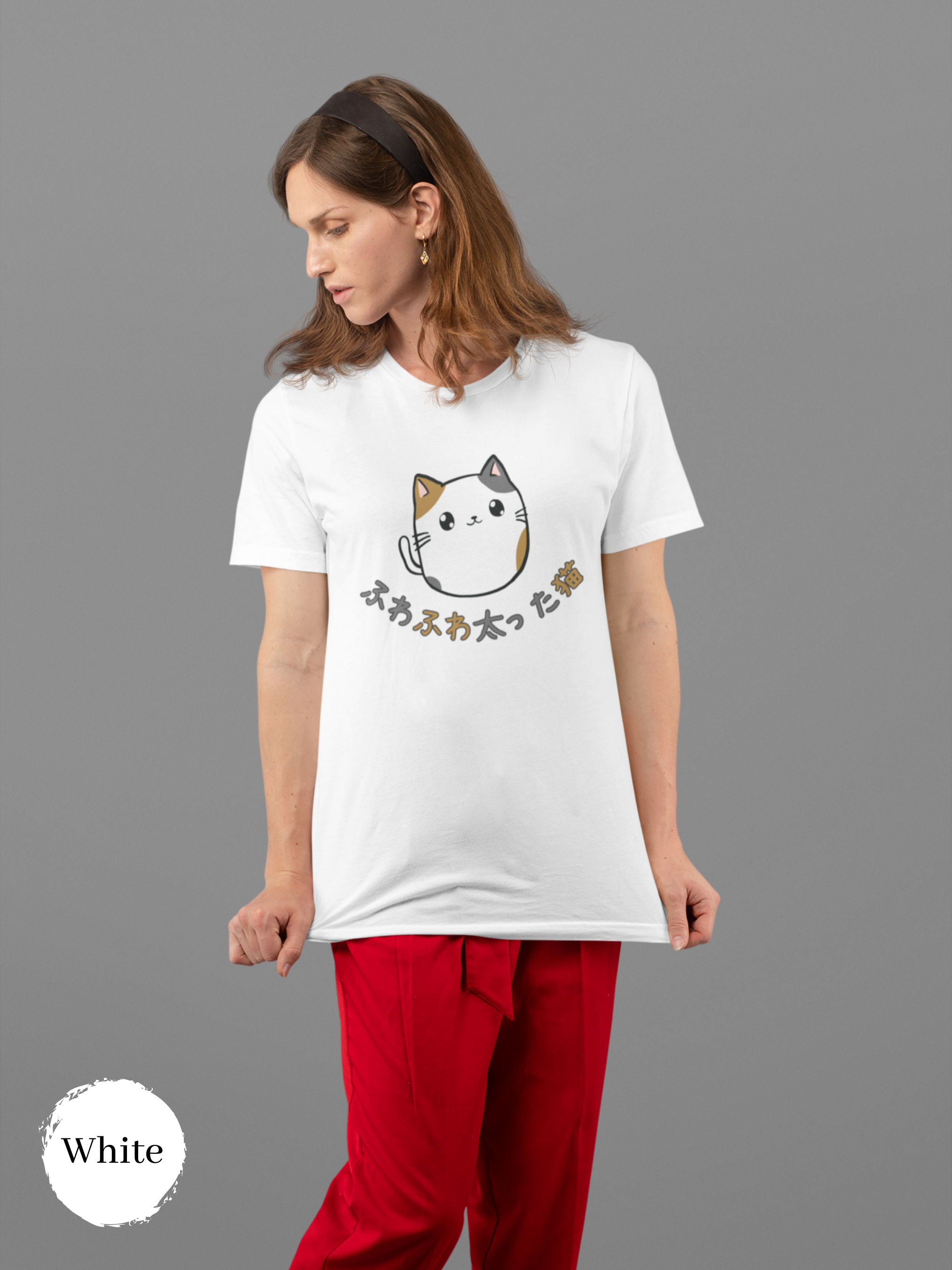 Cat T-shirt: Adorable Feline Delight - A Whimsical Japanese-inspired Cat Art Tee for Cat Lovers and Fashion Enthusiasts