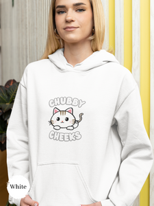 Cat Hoodie: Chubby Cheeks Cozy Comfort - Adorable Cat Art and Purrfect Pun Hoodies for Feline Fans