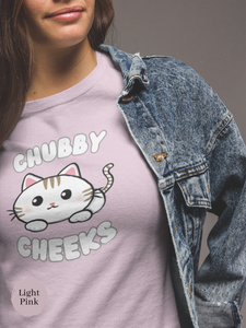 Cat T-shirt: Chubby Cheeks - Adorable Japanese Cat Art for Cat Lovers, Unique Cat-inspired Design, Great Gift Idea