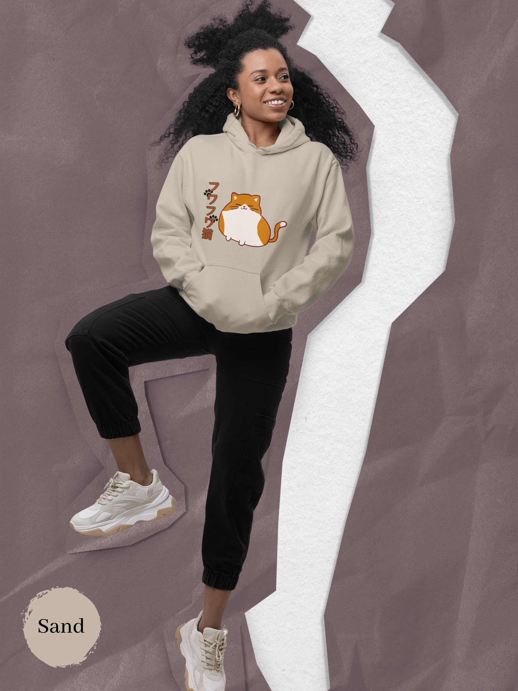 Cat Hoodie: Chubby Mochi Cat Illustration - Cat Lover's Sweatshirt - Cute Cat Art - Cozy and Stylish Cat Hooded Sweatshirt