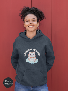 Cat Hoodie: Clouds and Cuteness - Adorable Cat Art on a Cozy Hooded Sweatshirt