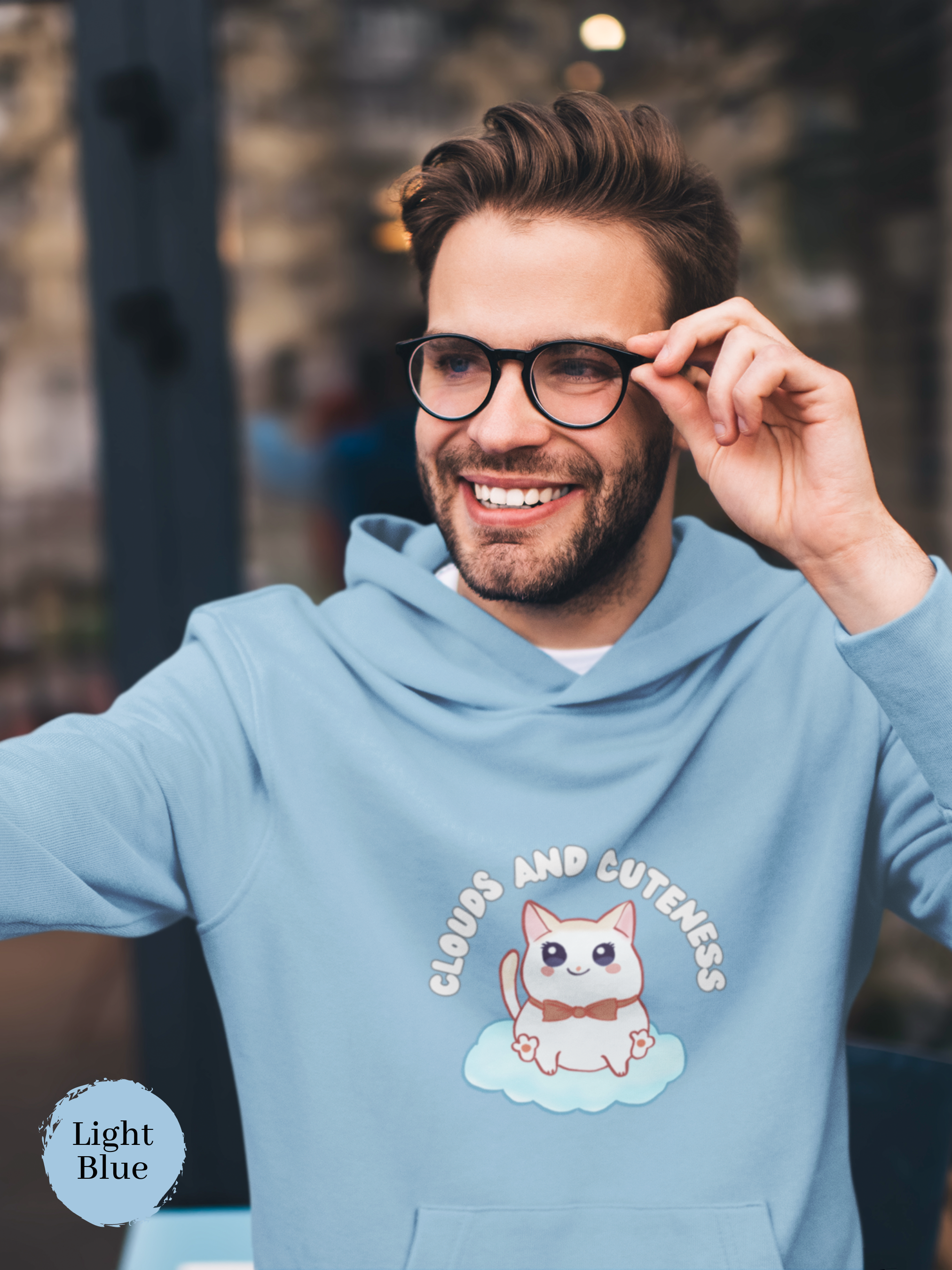 Cat Hoodie: Clouds and Cuteness - Adorable Cat Art on a Cozy Hooded Sweatshirt