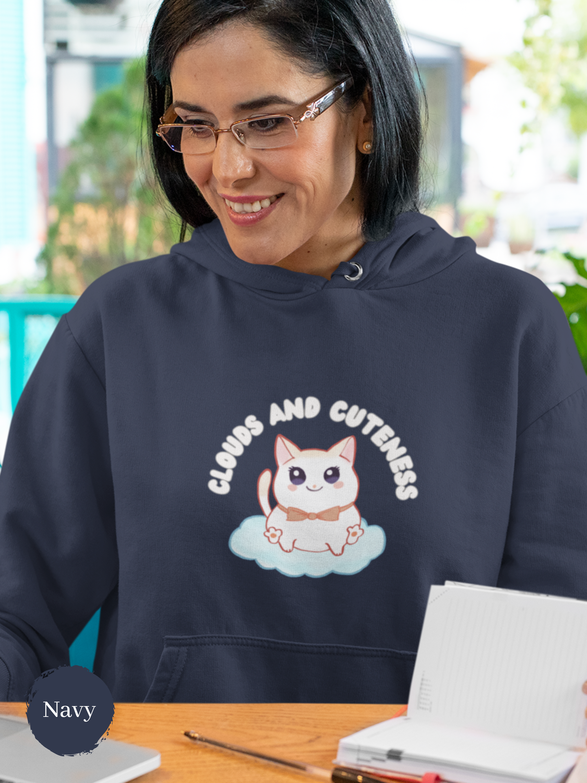 Cat Hoodie: Clouds and Cuteness - Adorable Cat Art on a Cozy Hooded Sweatshirt