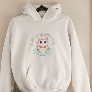 Cat Hoodie: Clouds and Cuteness - Adorable Cat Art on a Cozy Hooded Sweatshirt