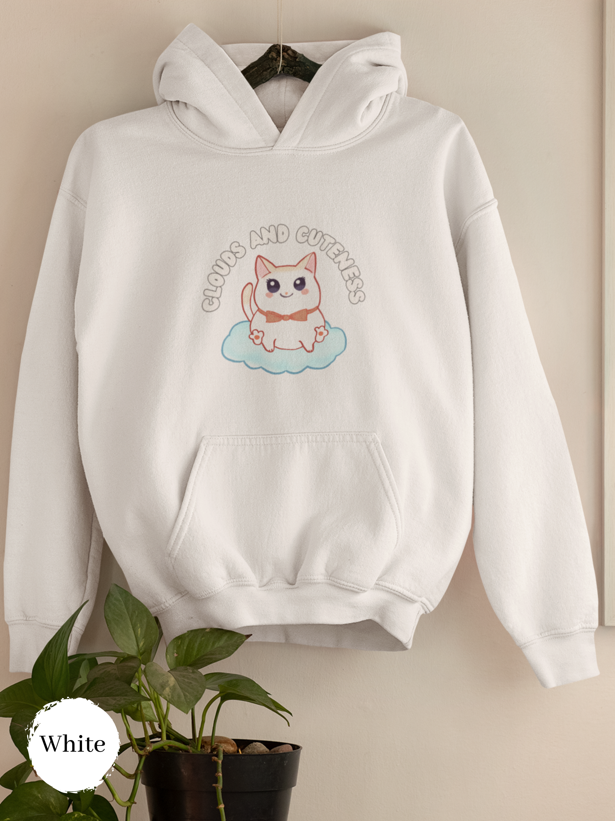 Cat Hoodie: Clouds and Cuteness - Adorable Cat Art on a Cozy Hooded Sweatshirt