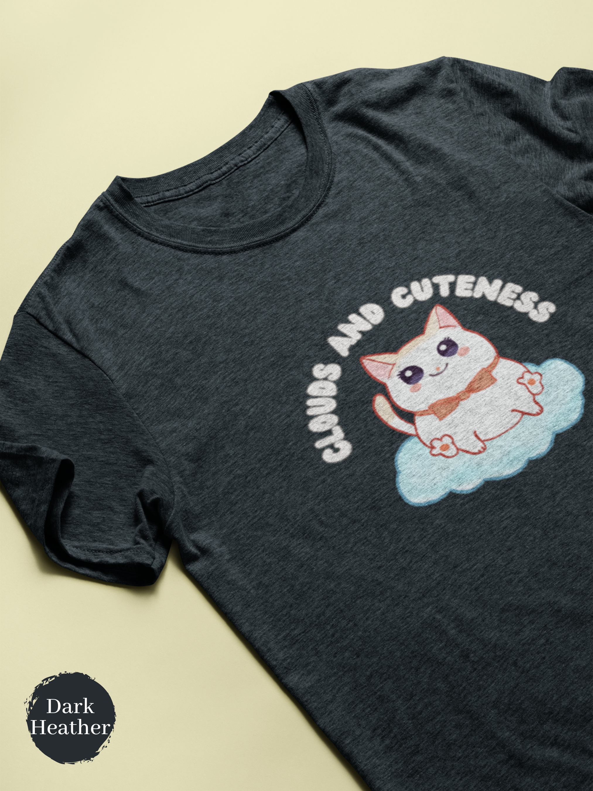 Cat T-shirt: Clouds and Cuteness - Japanese-Inspired Cat Art Shirt for Cat Lovers