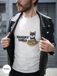 Ramen T-Shirt: Hangry Shiba Chow Down on Delicious Ramen - Japanese Foodie Shirt with Shiba Inu and Ramen Art