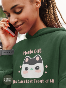 Ramen Hoodie Sweatshirt: Mochi Cat - The Sweetest Treat of All - Japanese Mochi Cat Foodie Hoodie with Mochi Donut and Squishy Design