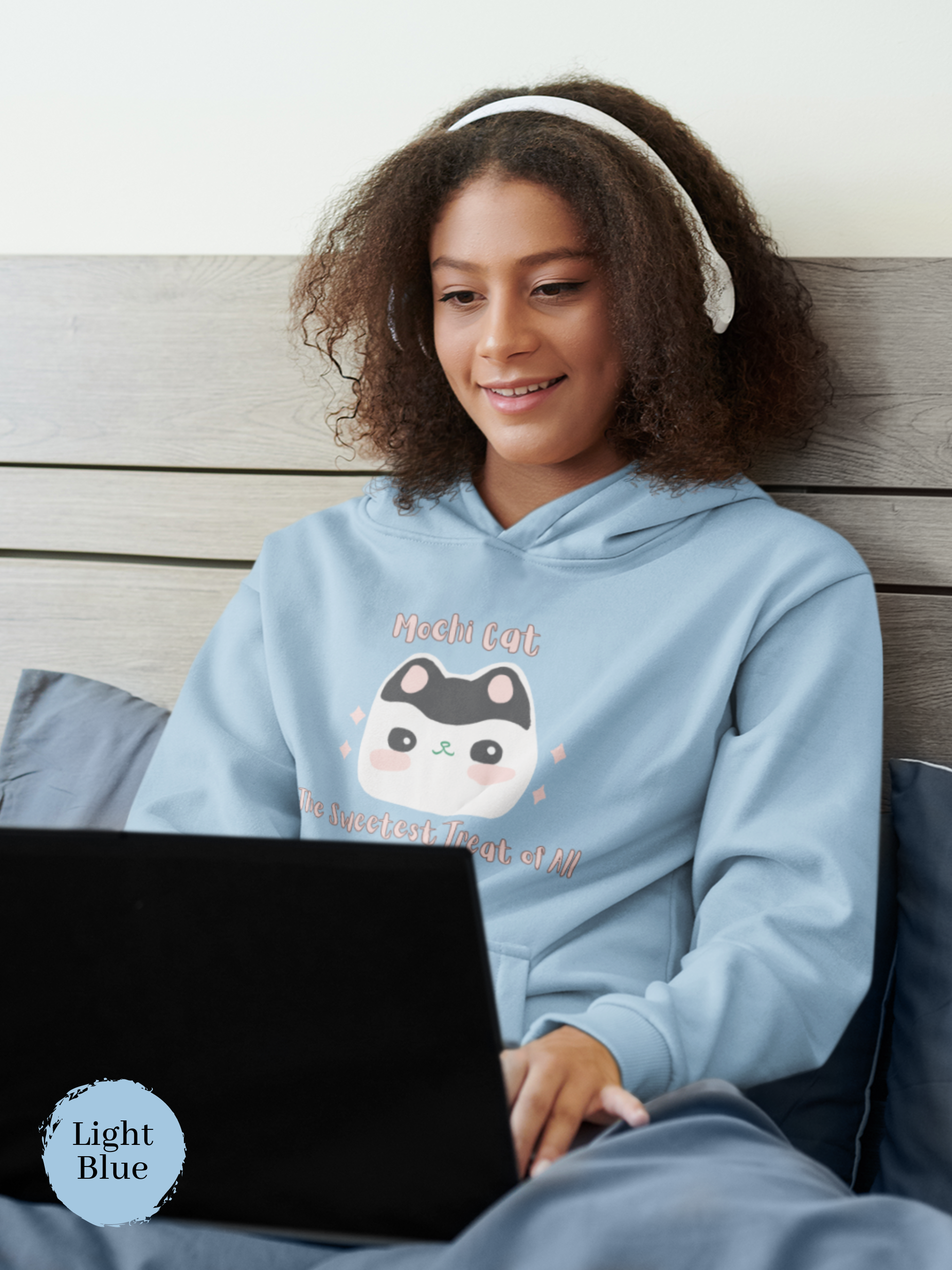 Ramen Hoodie Sweatshirt: Mochi Cat - The Sweetest Treat of All - Japanese Mochi Cat Foodie Hoodie with Mochi Donut and Squishy Design