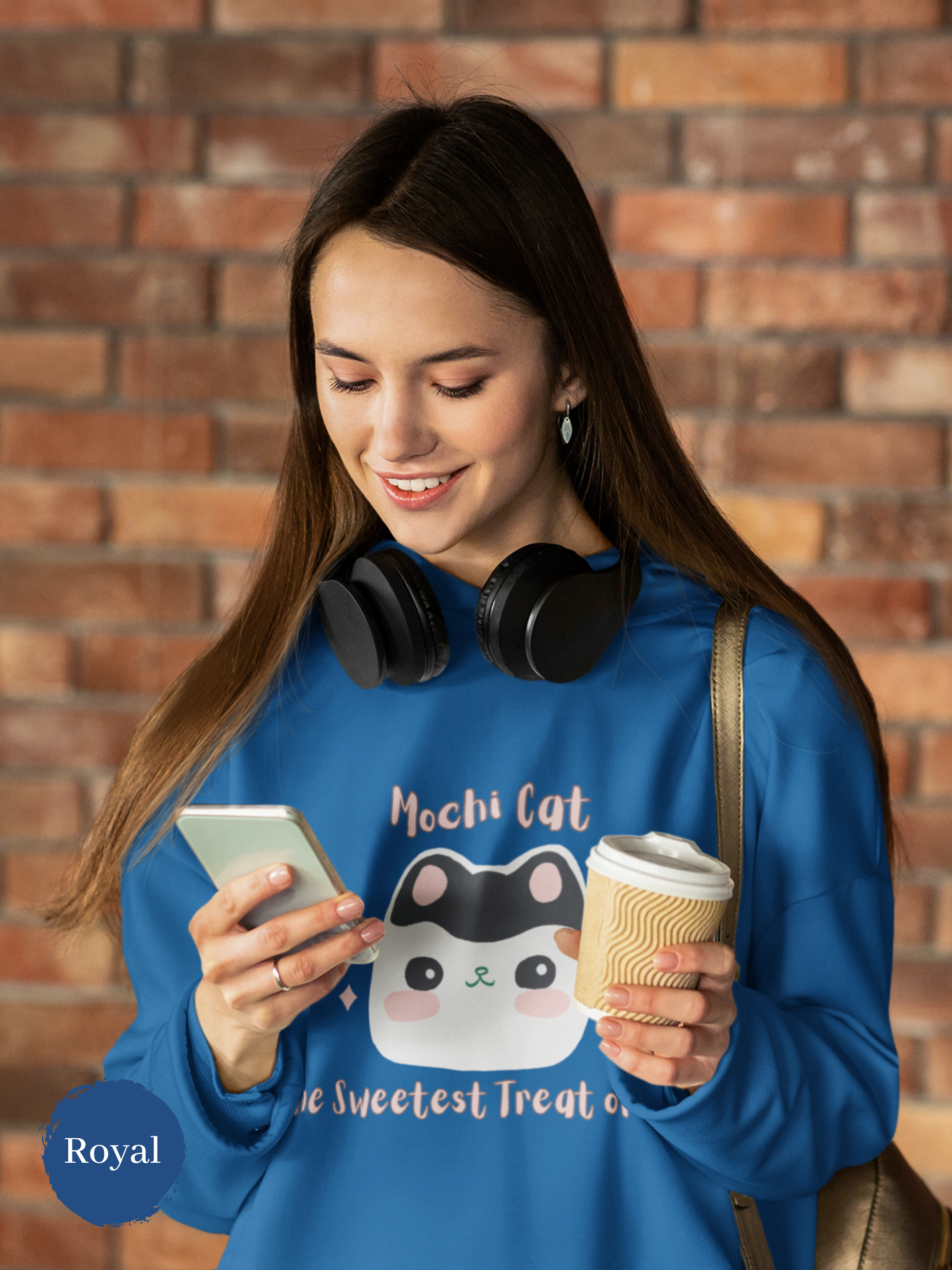 Ramen Hoodie Sweatshirt: Mochi Cat - The Sweetest Treat of All - Japanese Mochi Cat Foodie Hoodie with Mochi Donut and Squishy Design