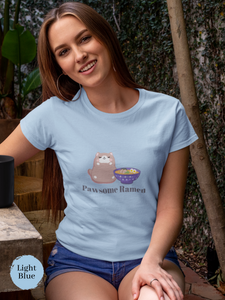 Ramen T-shirt: Pawsome Ramen Adventure with a Chubby Mochi Cat - Japanese Foodie Shirt featuring Cute Ramen Art