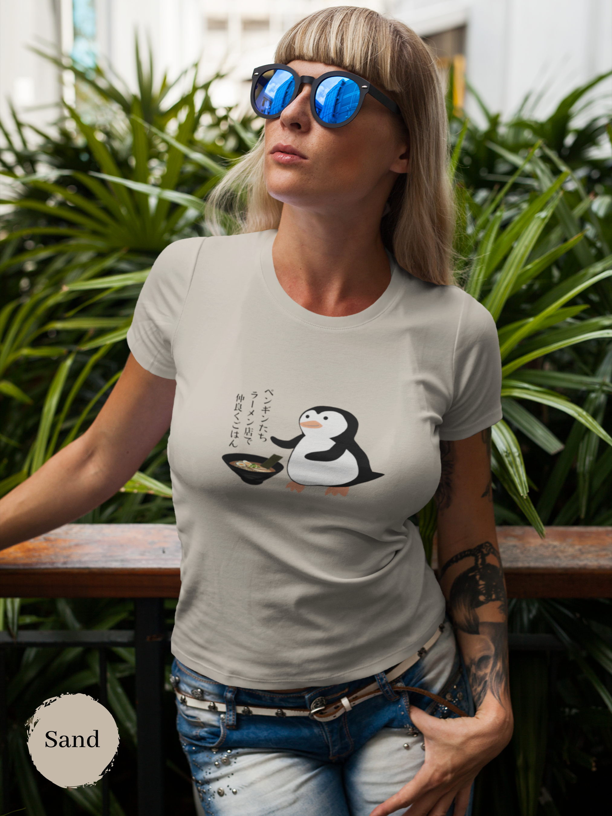 Ramen T-shirt: Penguins Gathering for a Delicious Ramen Feast - Japanese Haiku and Art Inspired Shirt