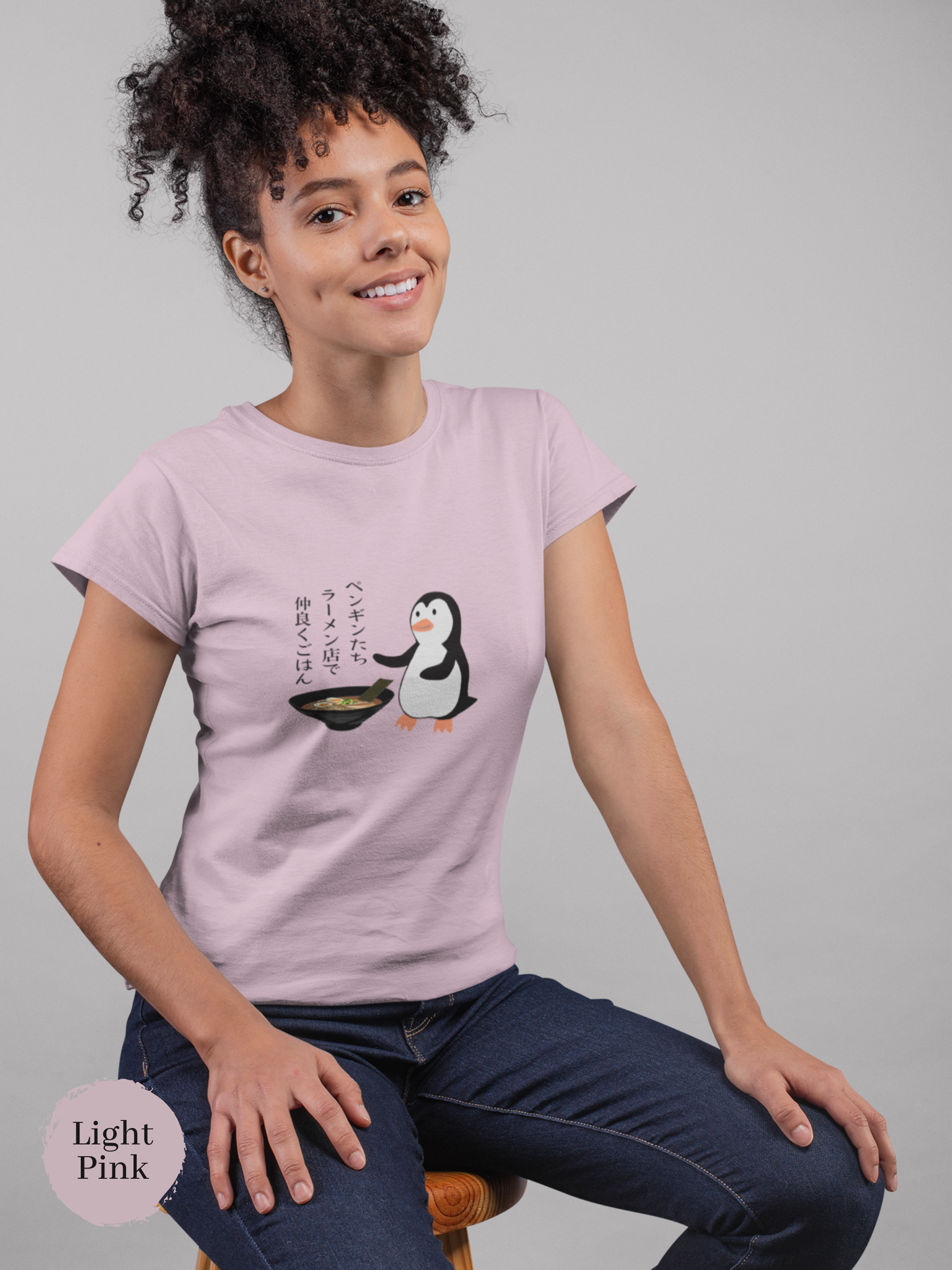 Ramen T-shirt: Penguins Gathering for a Delicious Ramen Feast - Japanese Haiku and Art Inspired Shirt