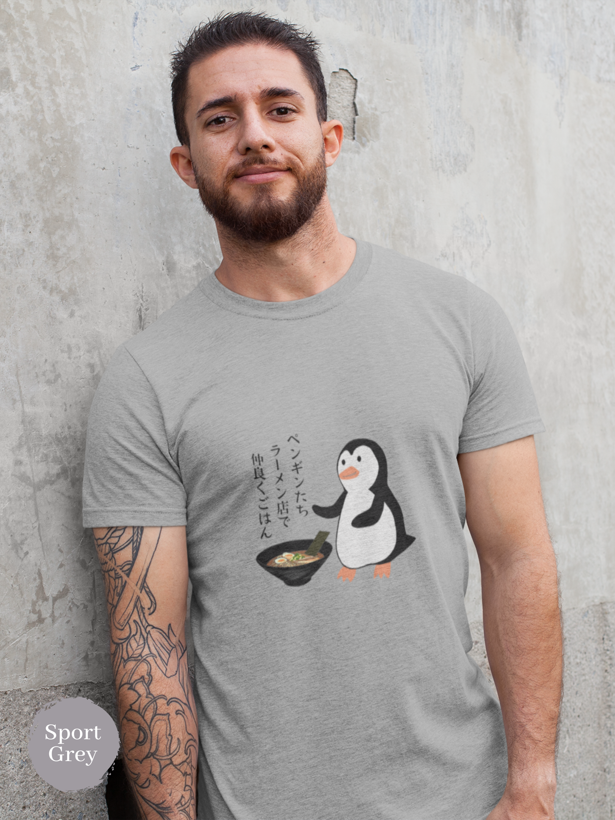 Ramen T-shirt: Penguins Gathering for a Delicious Ramen Feast - Japanese Haiku and Art Inspired Shirt