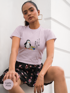 Ramen T-shirt with Haiku: "Penguin Lined Up at Ramen Shop - Delightful Scene" featuring Penguin and Ramen Art, Japanese Foodie Shirt