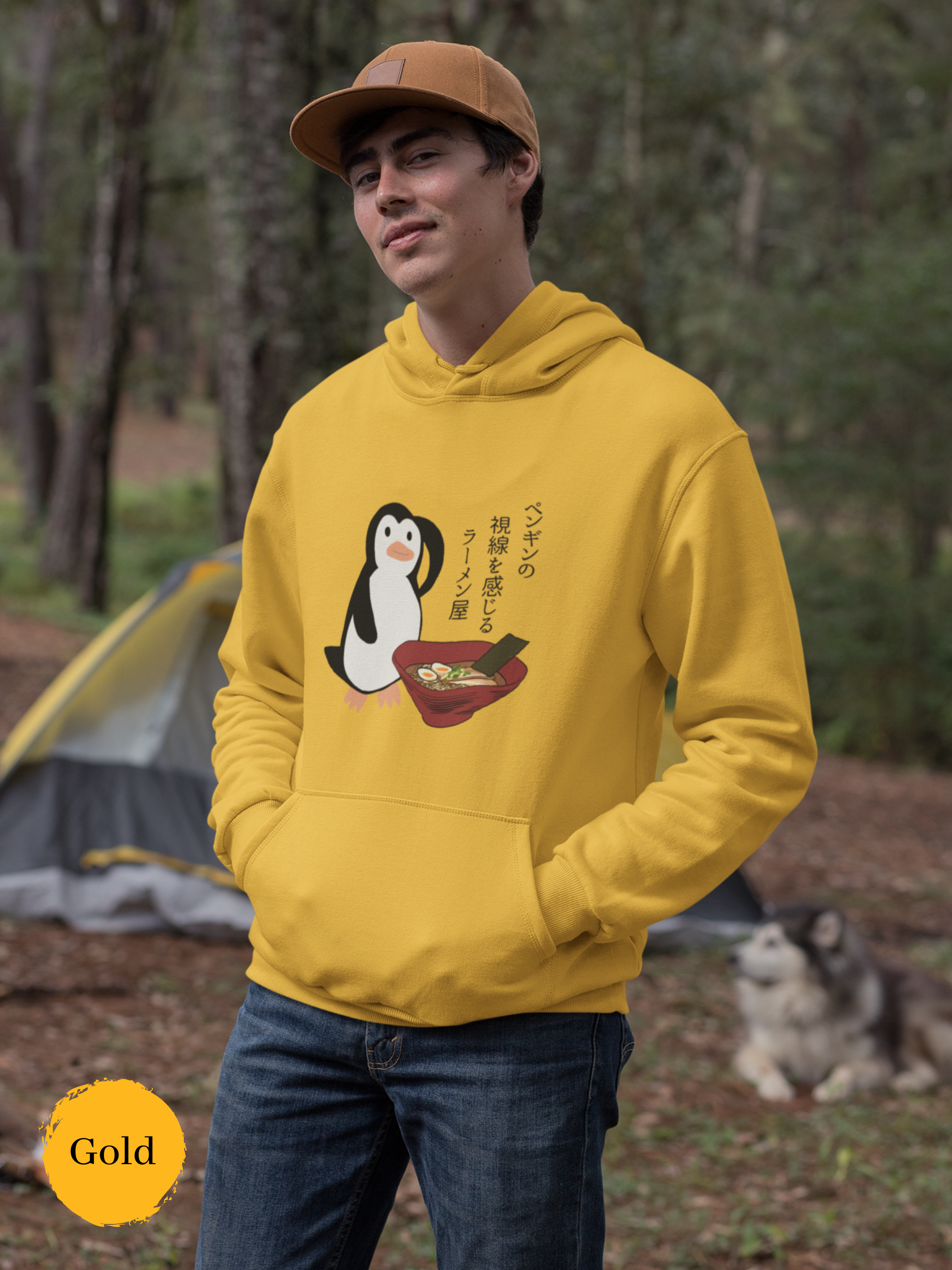 Ramen Hoodie: Serene Ramen Delight - Penguin's Gaze, Haiku Bliss of Asian Noodle Delicacy