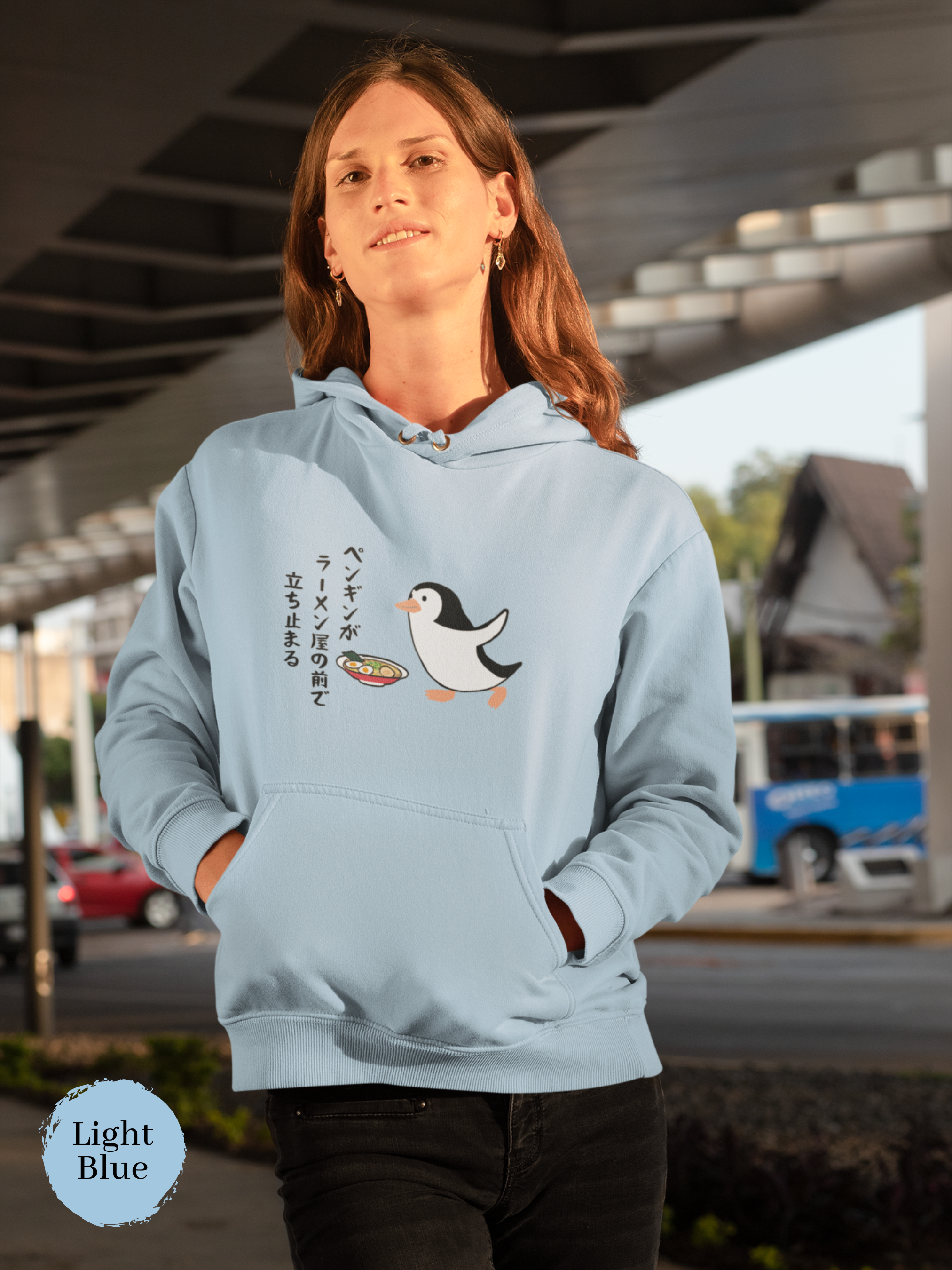 Ramen Hoodie: Penguin Haiku Sweatshirt Featuring a Cute Penguin Enjoying a Bowl of Delicious Ramen Noodles