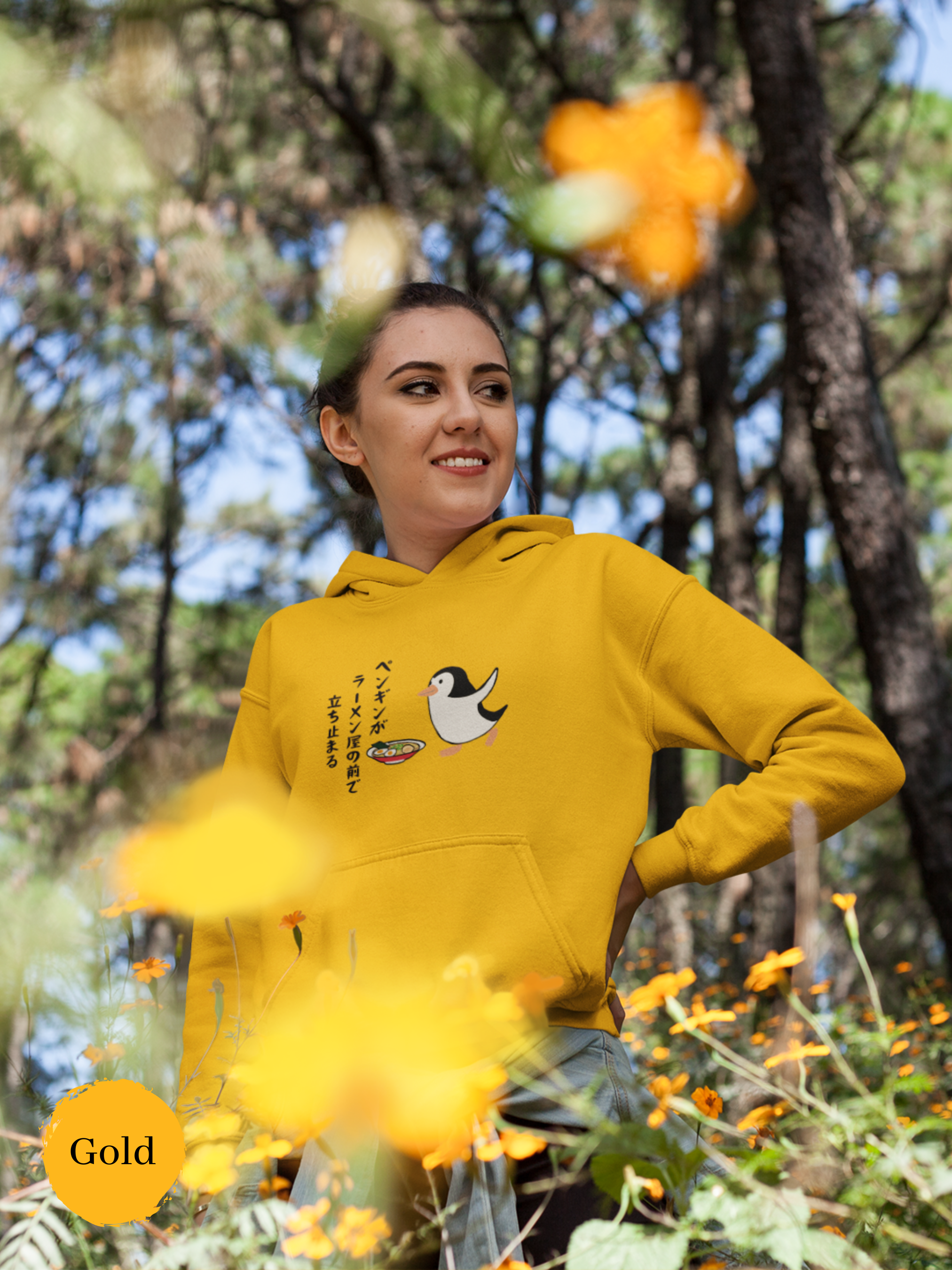 Ramen Hoodie: Penguin Haiku Sweatshirt Featuring a Cute Penguin Enjoying a Bowl of Delicious Ramen Noodles