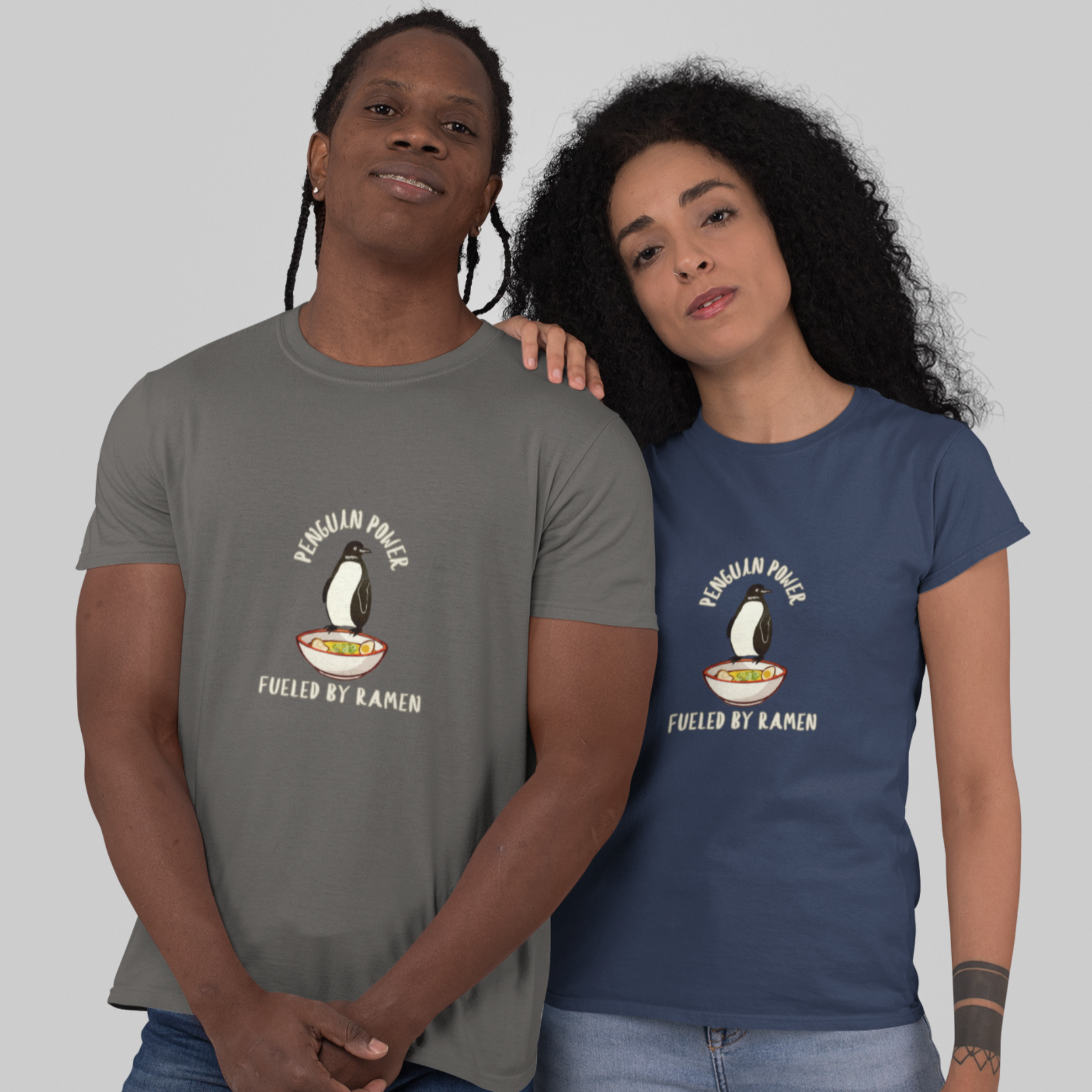 Ramen T-shirt: Penguin Power - Fueled by Ramen - Japanese Shirt for Foodie Delights with Captivating Ramen Art