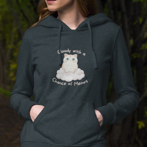 Cat Hoodie: Cloudy with a Chance of Meows - Cute Chubby Cat Art on Cloud - Purrrfect Puns and Cozy Hoodies Combined