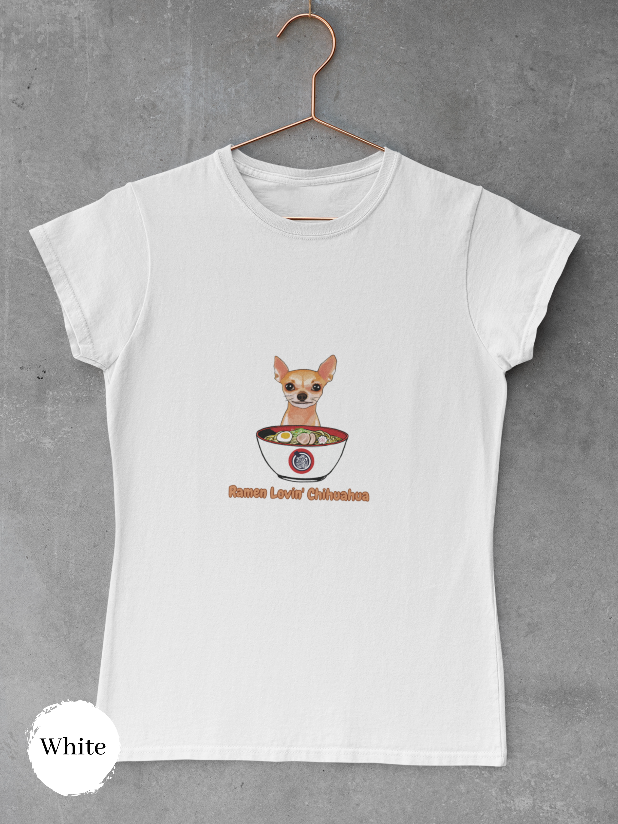 Ramen T-Shirt: Charming Chihuahua's Love for Japanese Ramen - A Foodie's Delight and Stylish Ramen Art on Your Shirt