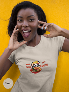 Ramen T-shirt: Keep Calm and Eat Ramen with Lesser Panda | Japanese Foodie Shirt with Ramen Art