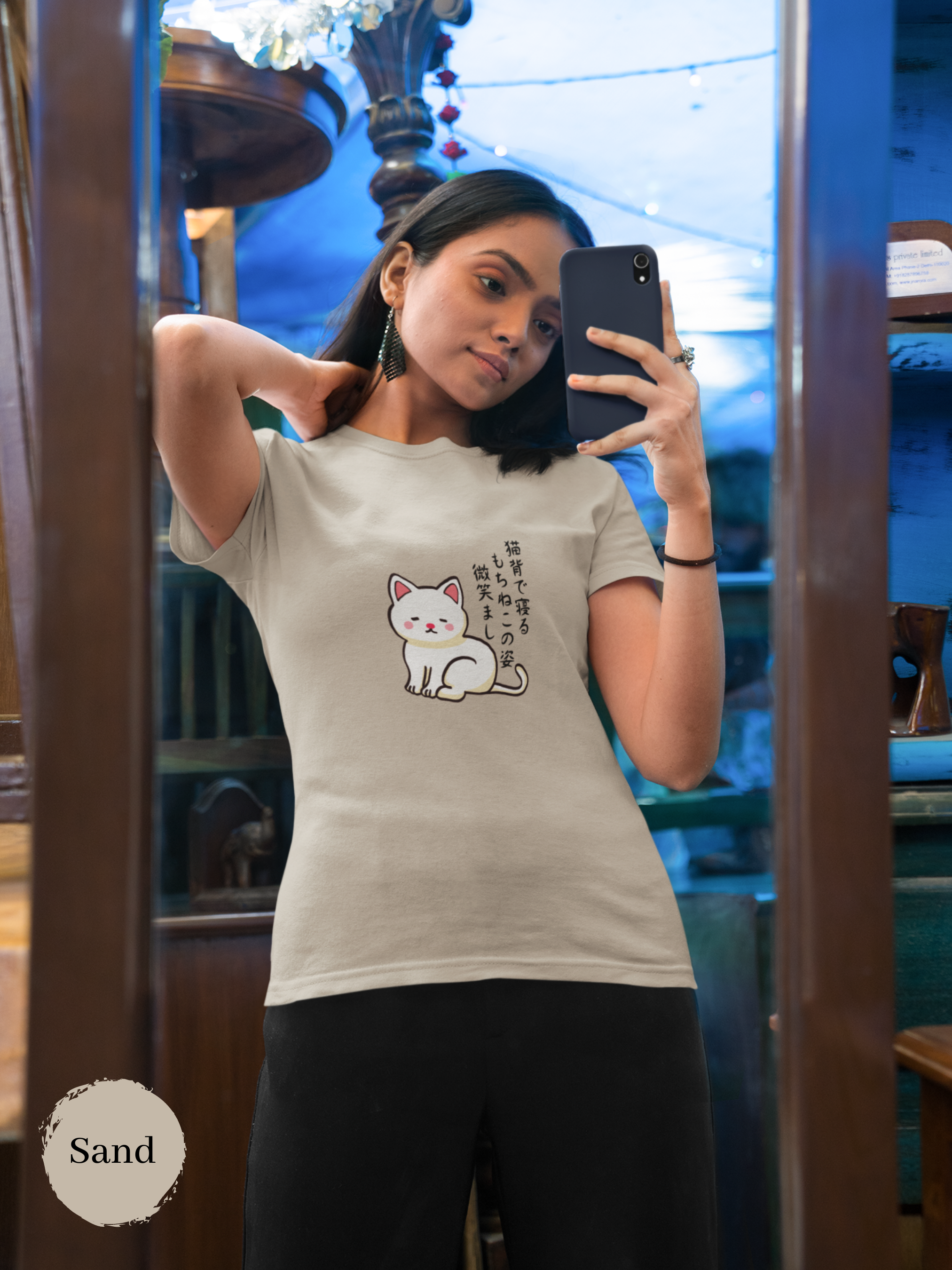 Cat Haiku T-shirt: Japanese Mochi Cat Shirt with Sleeping Mochi Neko Art - Cute and Comfy Cat T-shirt for Cat Lovers