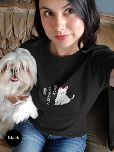 Mochi Cat T-shirt with Haiku: Hungry Cat Approaches Mealtime by Ramen Bowl - Japanese Foodie Shirt with Cute Cat Art