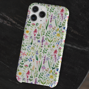 Phone Case: Floral Print Watercolour Hand-Drawn Wrap Around iPhone Protective Case for All Models iPhone 14, 13, 12, 11, X, 8, 7, Se