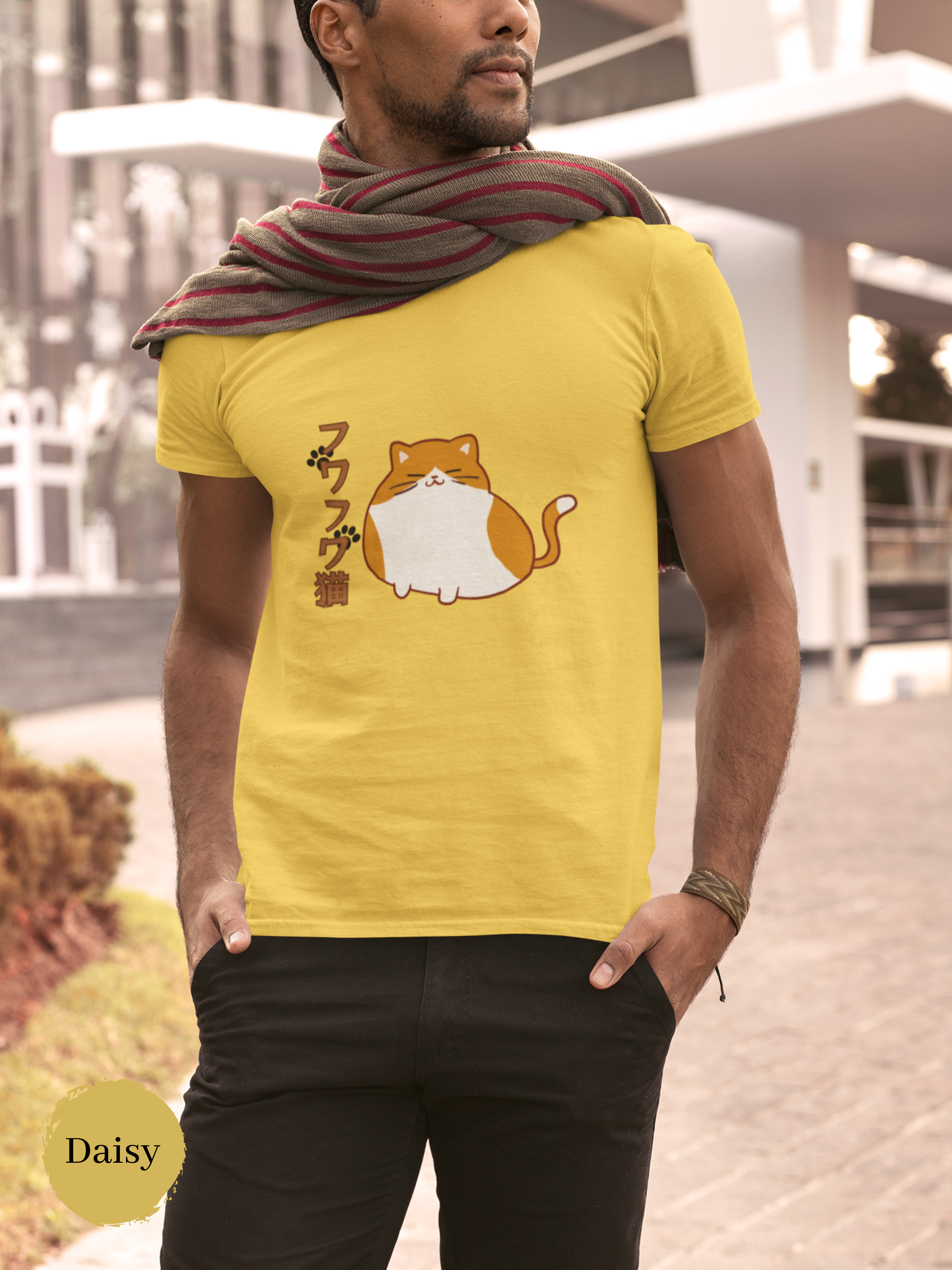 Cat T-shirt: "Fuwa Fuwa Neko" Fluffy Mochi Cat Japanese Shirt with Chubby Cat Illustration - Unique Cat Tee with a Touch of Mochi Cat Art