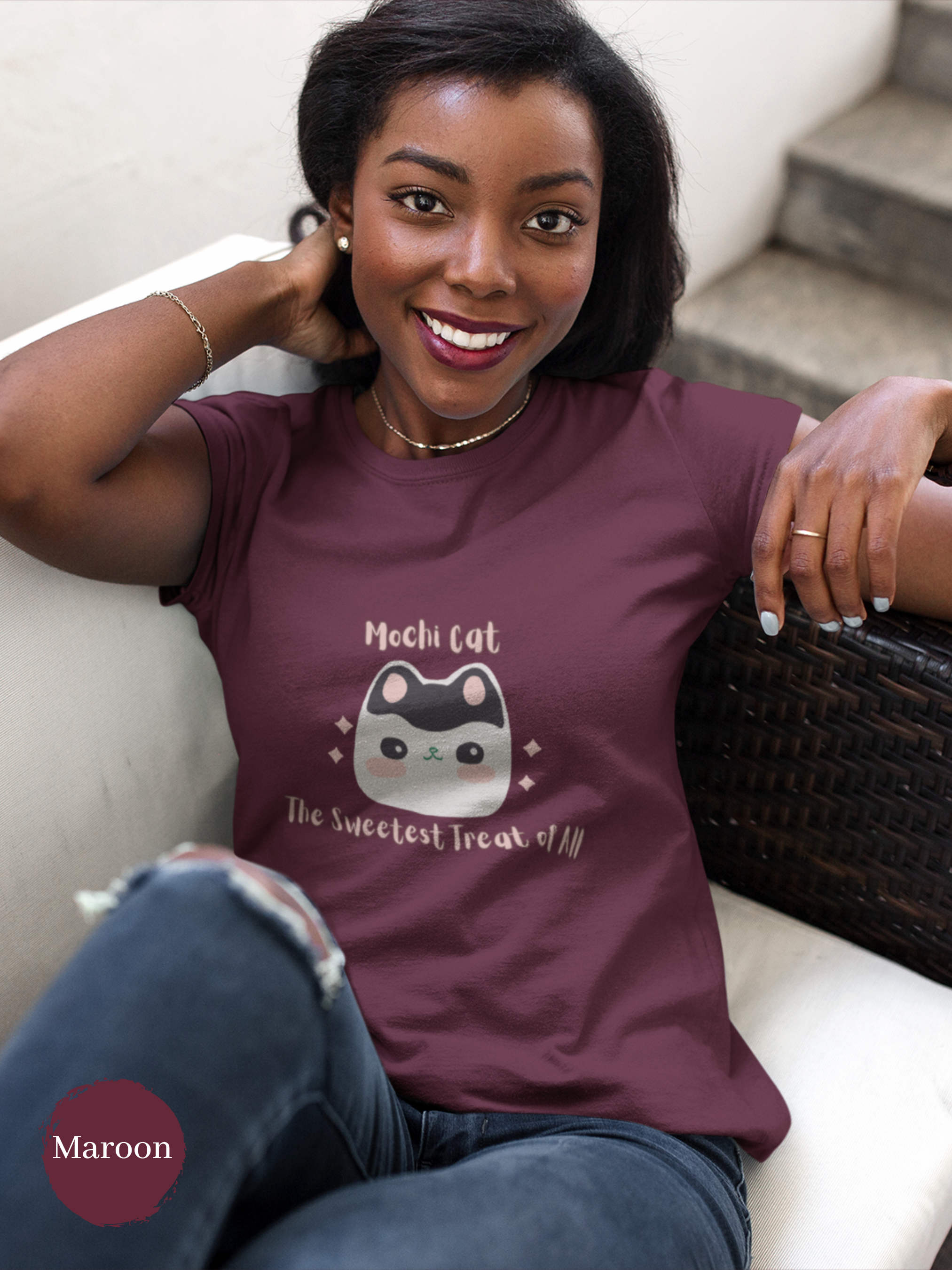 Mochi Cat T-Shirt: Japanese Mochi Cat Design Featuring the Sweetest Treat of All, Mochi Donut! Perfect for Foodies and Fans of Asian Food