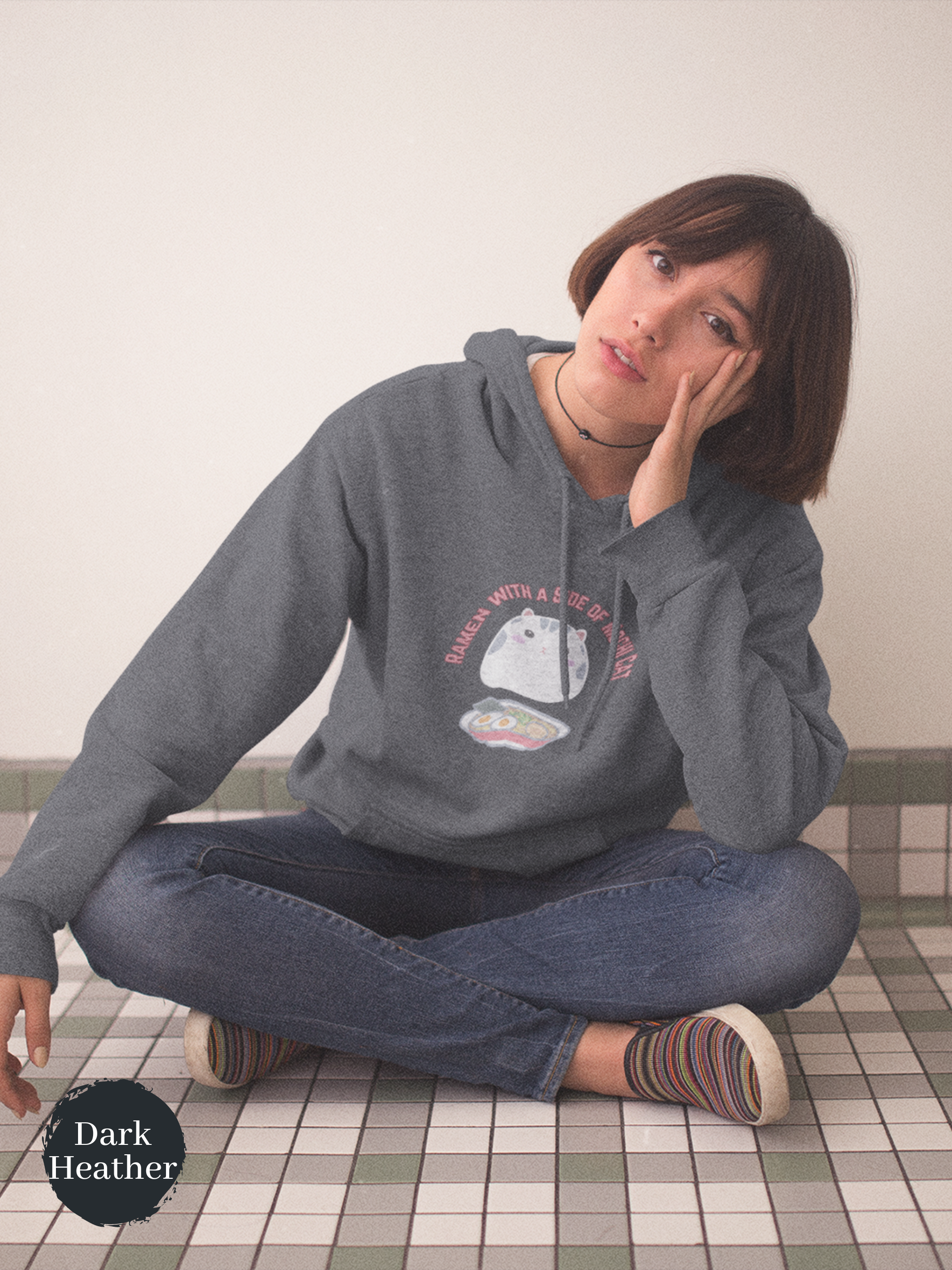 Ramen Hoodie: Mochi Cat on the Side - A Perfect Blend of Japanese Foodie Style and Cute Fluffy Feline Vibes