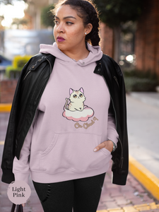 Cat Hoodie: "On Cloud 9" - Cozy Cat Hoodie with Chubby Cat on a Cloud Illustration - Perfect Blend of Cat Art and Purr-fect Pun Hoodies