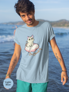 Cat T-shirt: "On Cloud 9" - Adorable Chubby Cat on a Cloud - Unique Japanese Cat Art - Perfect Gift for Cat Lovers - Playful and Cute Design