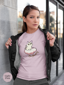 Cat T-shirt: "On Cloud 9" - Adorable Chubby Cat on a Cloud - Unique Japanese Cat Art - Perfect Gift for Cat Lovers - Playful and Cute Design