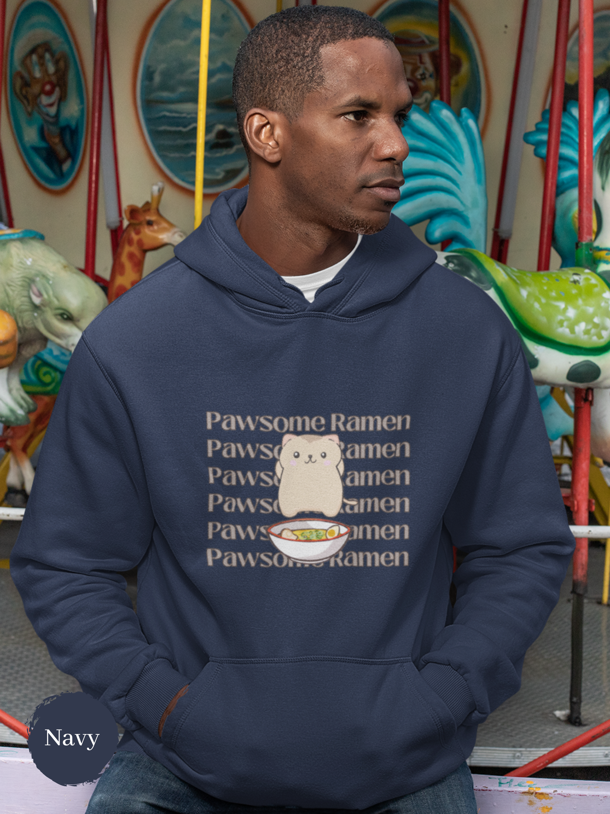 Ramen Hoodie: Pawsome Ramen with Squishy Mochi Cat and Noodles Galore - A Foodie's Ramen Art Delight