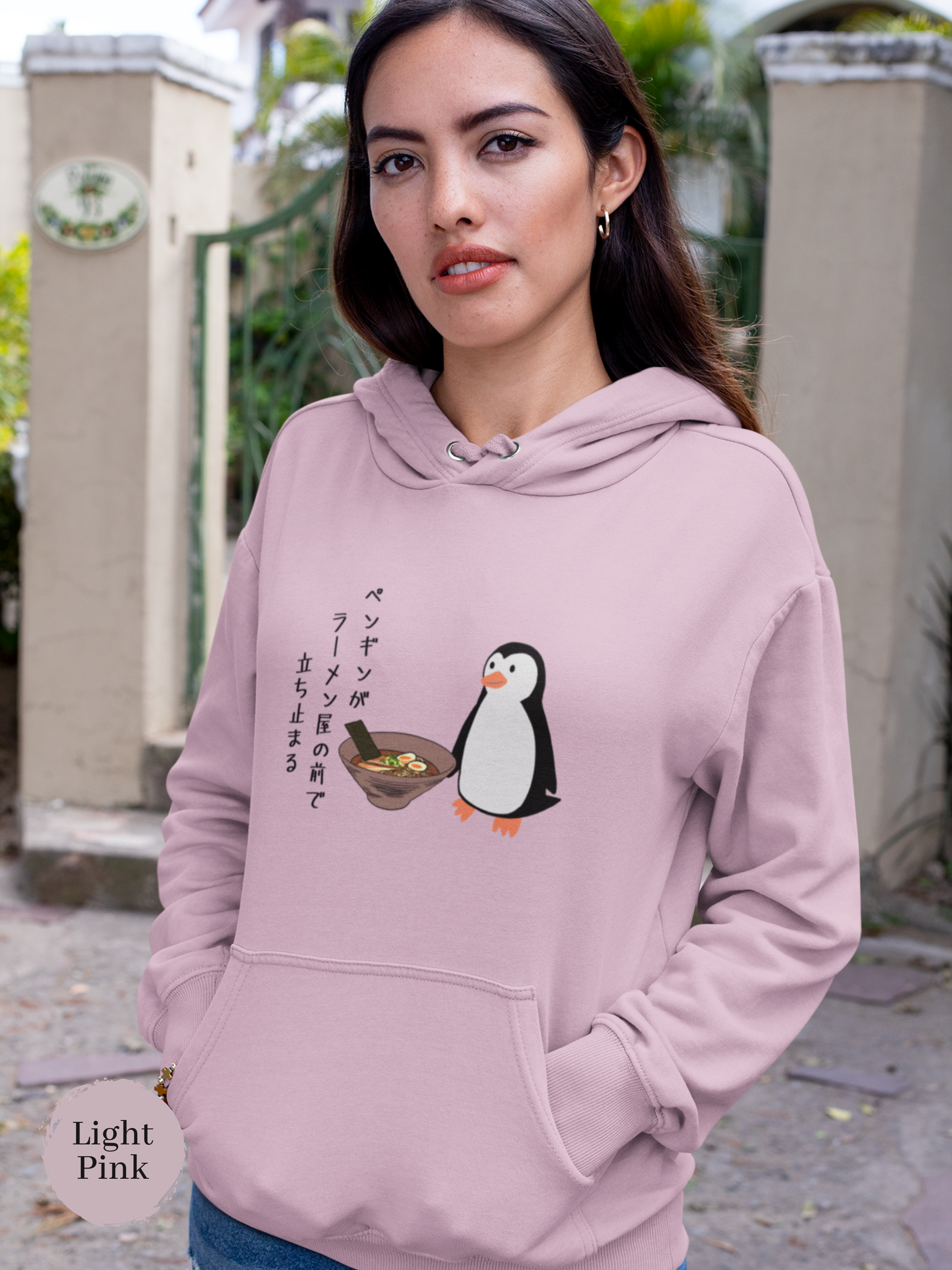 Ramen Hoodie: Penguin's Pause at the Ramen Shop - A Delightful Blend of Foodie Fashion and Haiku Artistry